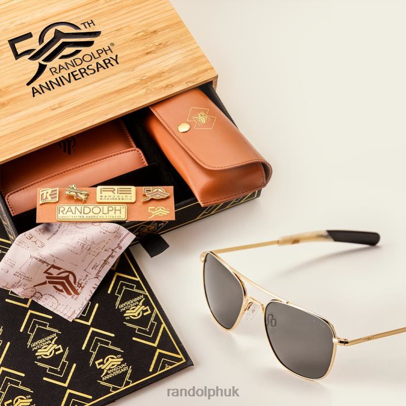 Aviator 1 23k Gold & American Gray0J2LX1 Randolph Polarized Glass Lens