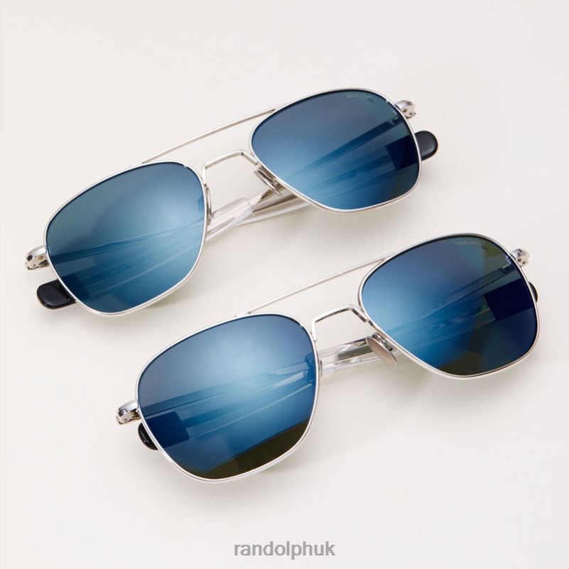 Aviator 1 23k White Gold & Cobalt0J2LX3 Randolph Polarized Glass Lens