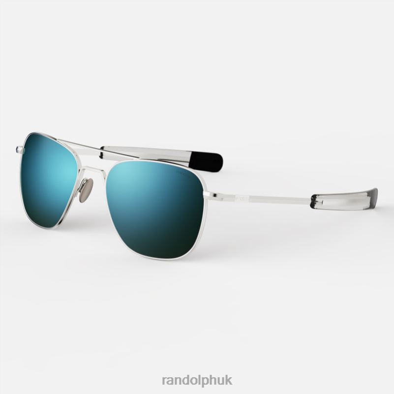 Aviator 1 23k White Gold & Cobalt0J2LX3 Randolph Polarized Glass Lens