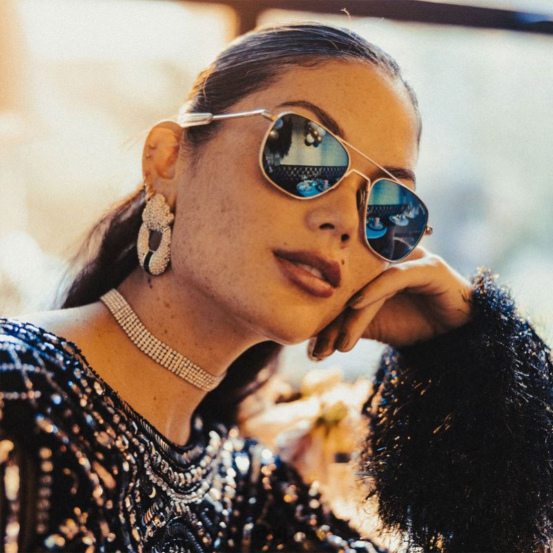 Aviator 1 23k White Gold & Cobalt0J2LX3 Randolph Polarized Glass Lens