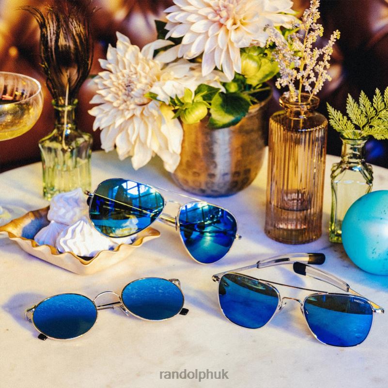 Aviator 1 23k White Gold & Cobalt0J2LX3 Randolph Polarized Glass Lens