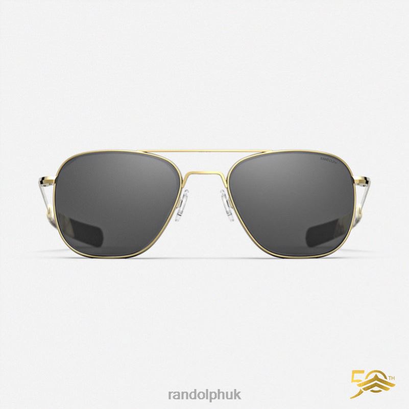 Aviator 3 23k Gold & American Gray0J2LX66 Randolph Polarized Glass Lens
