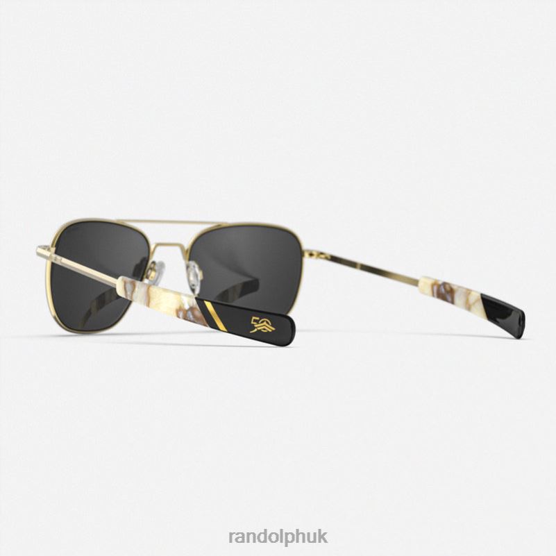 Aviator 3 23k Gold & American Gray0J2LX66 Randolph Polarized Glass Lens