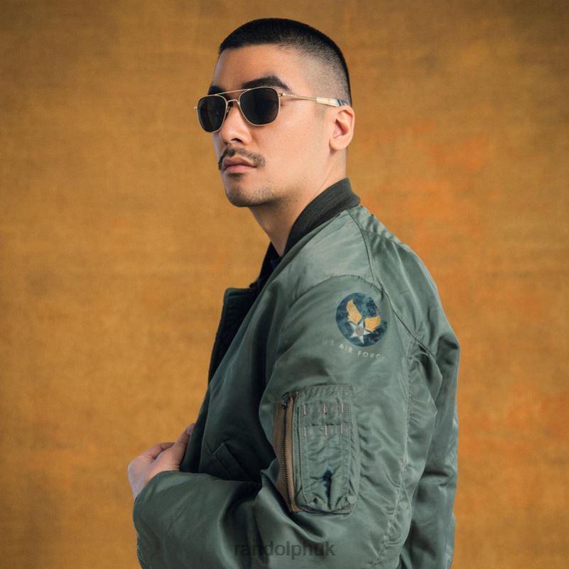 Aviator 3 23k Gold & American Gray0J2LX66 Randolph Polarized Glass Lens