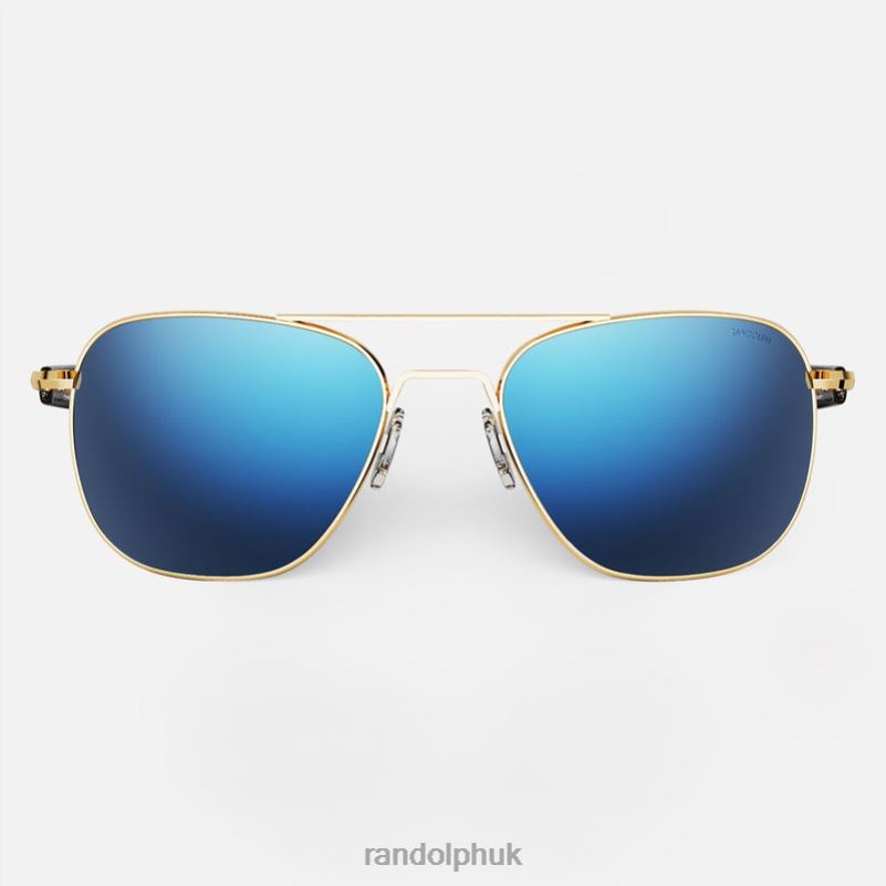 Aviator 3 23k Gold & Atlantic Blue0J2LX25 Randolph Polarized Mirror Nylon Lens