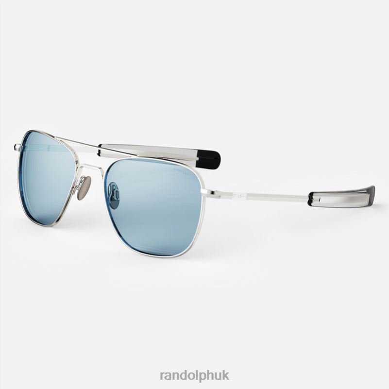 Aviator 3 23k White Gold & Blue Hydro0J2LX34 Randolph Non-Polarized Glass Lens