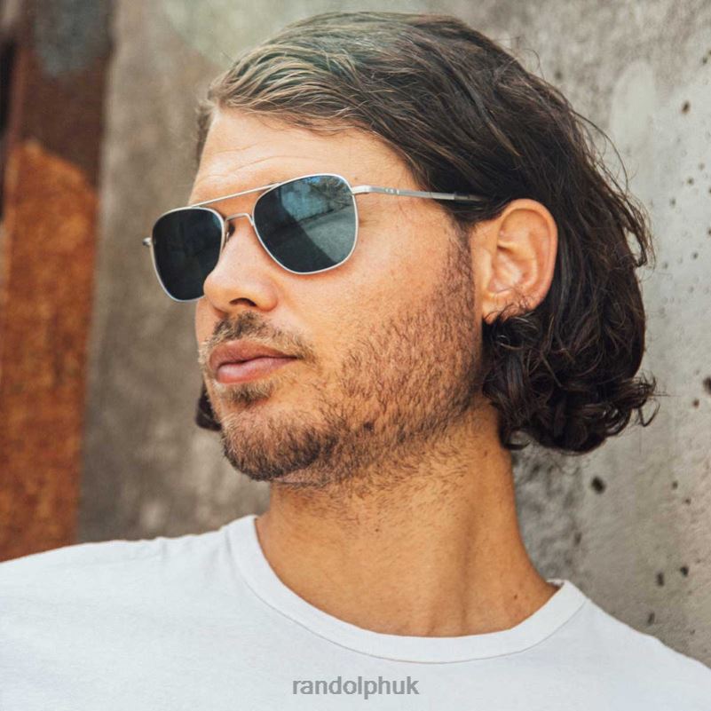 Aviator 3 Bright Chrome & Atlantic Blue0J2LX45 Randolph Polarized Nylon Lens