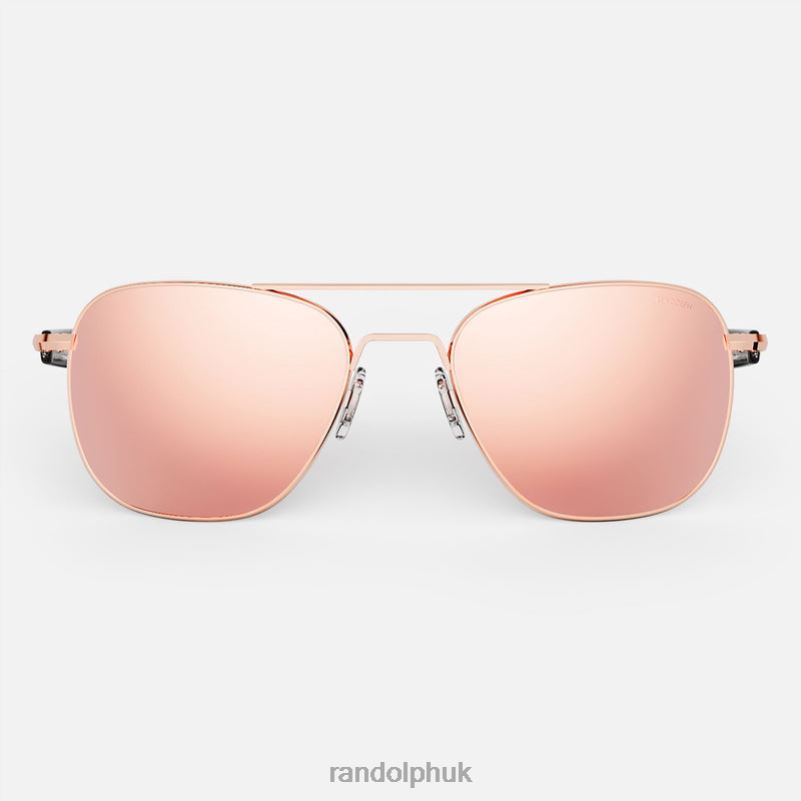 Aviator 6 22k Rose Gold & Rose Gold0J2LX103 Randolph Polarized Mirror Nylon Lens