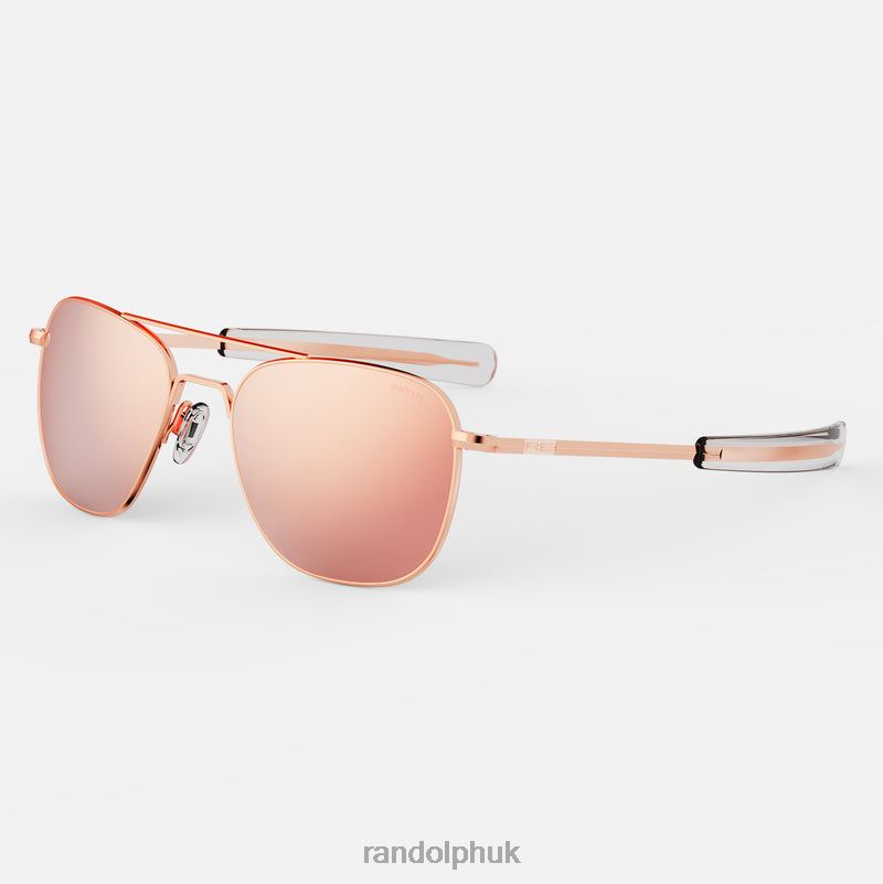 Aviator 6 22k Rose Gold & Rose Gold0J2LX103 Randolph Polarized Mirror Nylon Lens