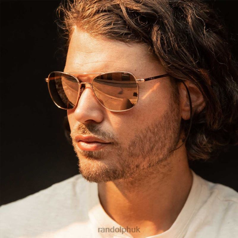 Aviator 6 22k Rose Gold & Rose Gold0J2LX103 Randolph Polarized Mirror Nylon Lens