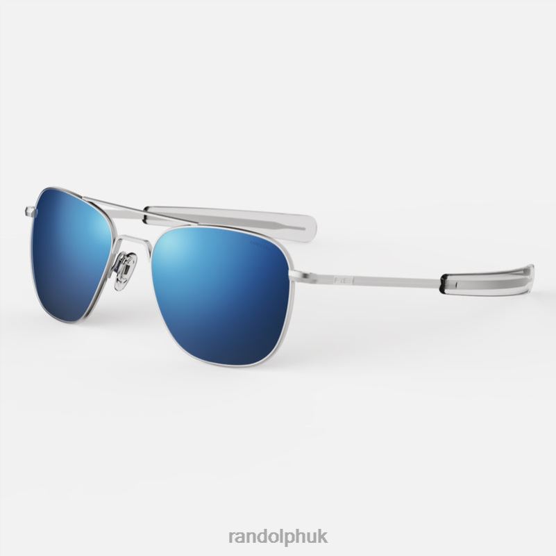 Aviator 7 Matte Chrome & Atlantic Blue0J2LX123 Randolph Polarized Mirror Nylon Lens