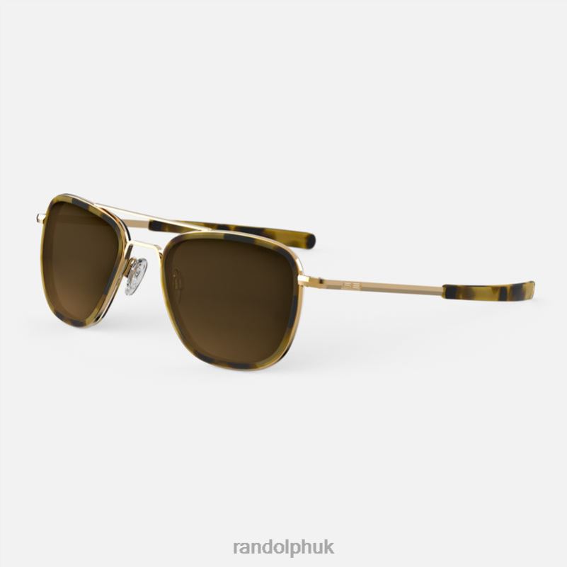 Aviator Fusion 23k Gold & Dark Caramel Tortoise Inlay & Cape Sand0J2LX13 Randolph Polarized Gradient Nylon Lens