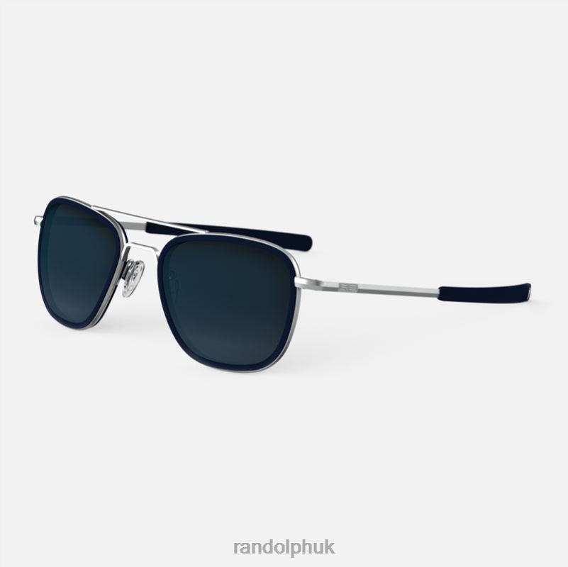 Aviator Fusion Matte Chrome & Blue Sapphire Inlay & Slate0J2LX27 Randolph Polarized Gradient Nylon Lens