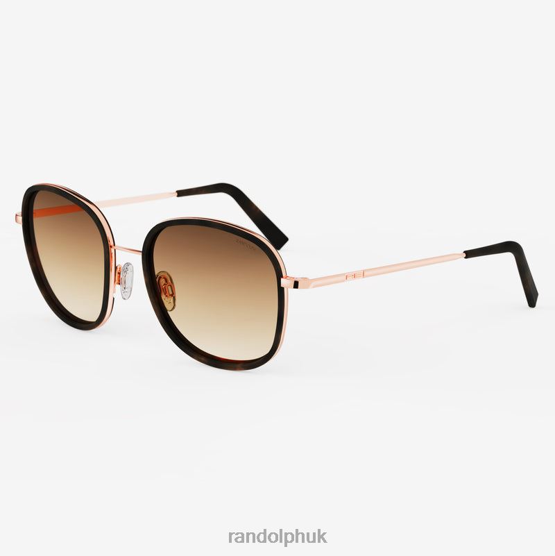 Elinor Fusion 22k Rose Gold & Dark Chocolate Tortoise Inlay & Cape Sand0J2LX107 Randolph Non-Polarized Gradient Nylon Lens