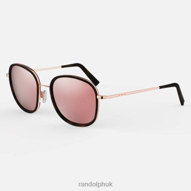 Elinor Fusion 22k Rose Gold & Dark Chocolate Tortoise Inlay & Rose Gold0J2LX32 Randolph Polarized Nylon Lens