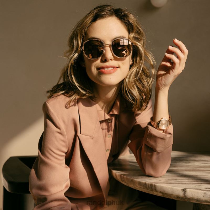 Elinor Fusion 22k Rose Gold & Rose Tortoise Inlay & Rose Gold0J2LX31 Randolph Polarized Nylon Lens