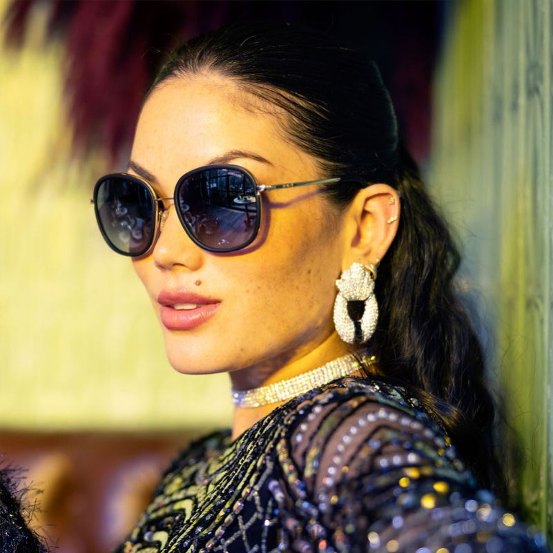 Elinor Fusion 23k Gold & Matte Onyx Inlay & Coastal Gray0J2LX108 Randolph Non-Polarized Nylon Lens