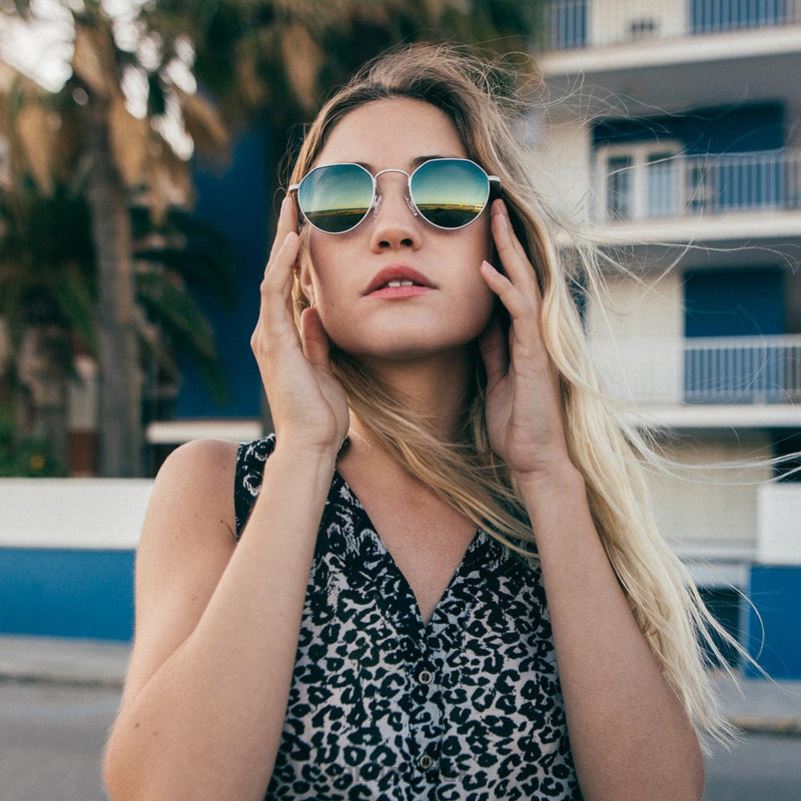 Hamilton 22k Champagne Gold & Mystic Blue0J2LX57 Randolph Polarized Mirror Nylon Lens